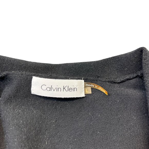 Calvin Klein Juniors Black Cardigan Sweater Size Large Open Front Cropped - Picture 3 of 10